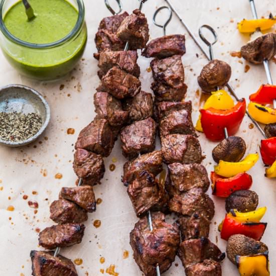 Steak Skewers with Chimichurri