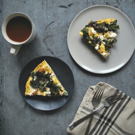 Crispy Kale & Harissa Frittata