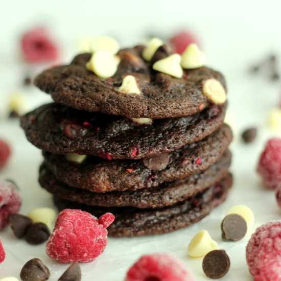 Triple Chocolate Raspberry Cookies