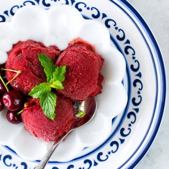 Cherry Chocolate Champagne Sorbet