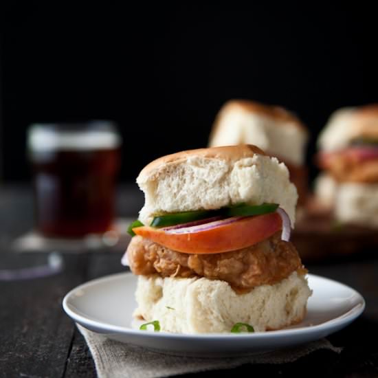 Fried Beer Chicken Sliders