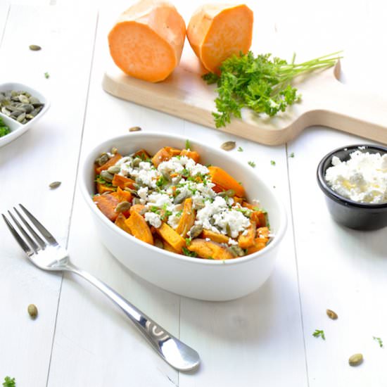 Roasted Sweet Potatoes With Feta