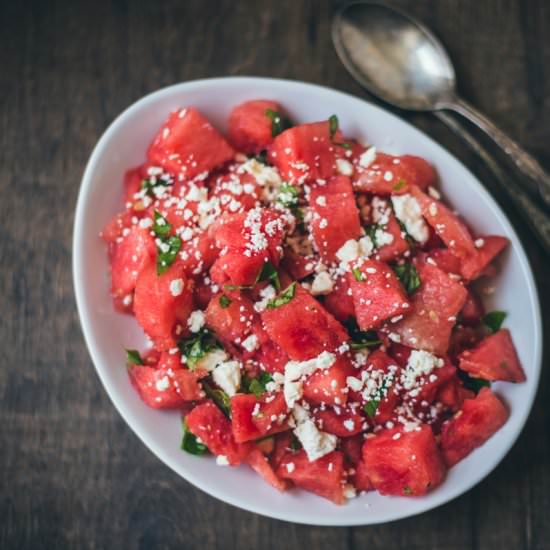 Watermelon, Basil & Feta Salad