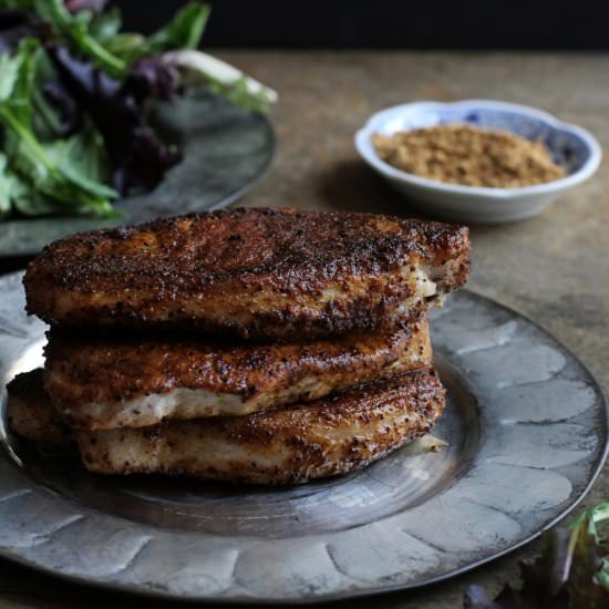 Peanut Chile Rubbed Pork Chops