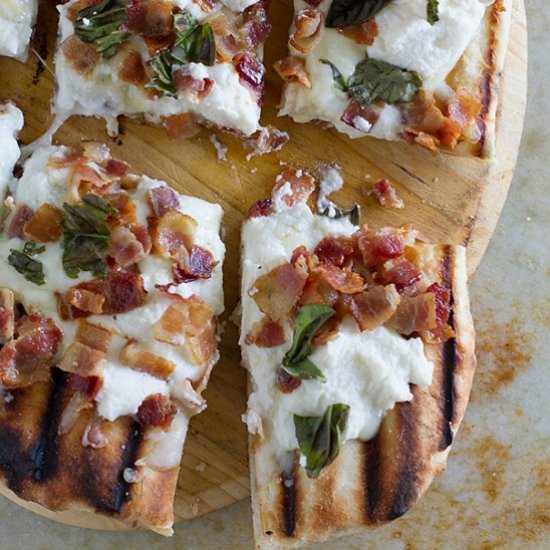 White Pizza with Bacon & Basil