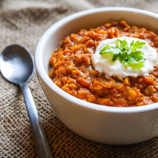 Slow Cooker Red Lentil Dahl
