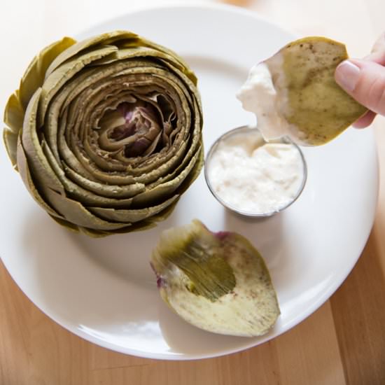Artichoes with Lemon Garlic Aioli