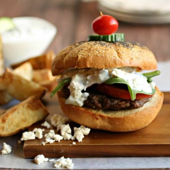 Greek Burger with Tzatziki Sauce
