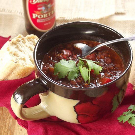 Eggplant Lentil Porter Chili