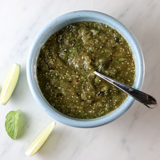 2-Ingredient Minted Tomatillo Salsa