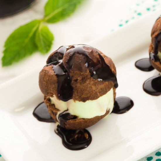 Mint Chocolate Mocha Profiteroles