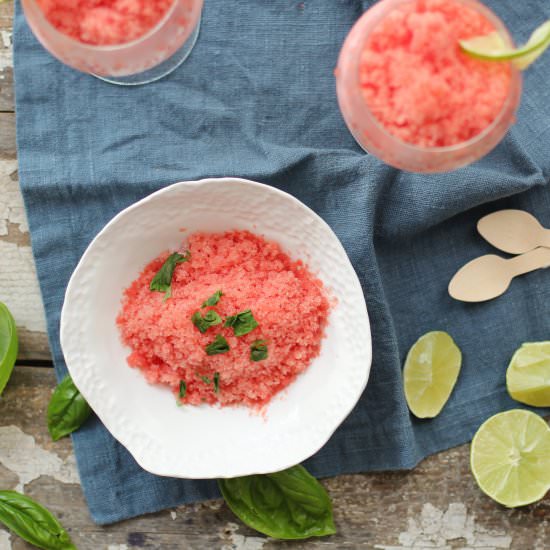 Watermelon Lime Granita with Basil