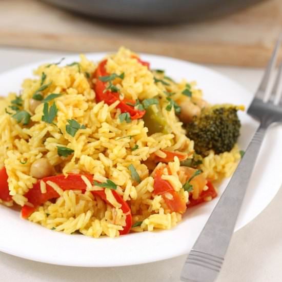 Vegetarian Paella with Chickpeas