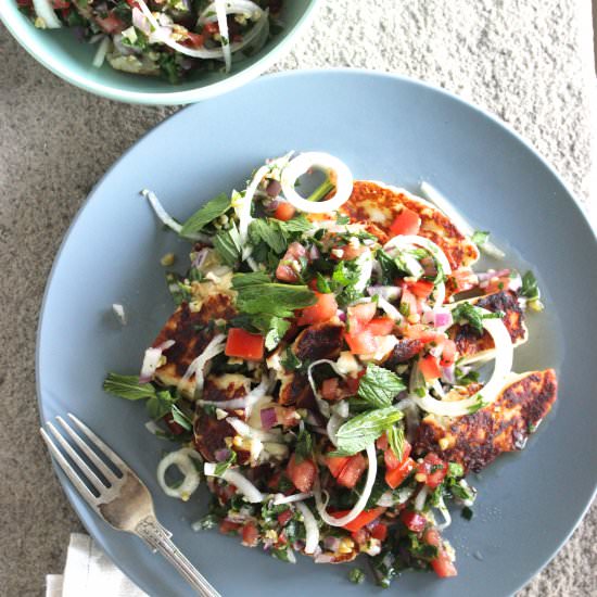 Freekah and Haloumi Salad