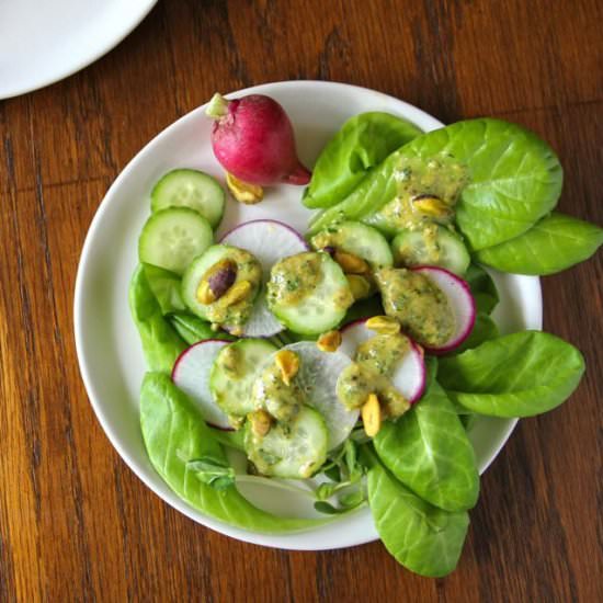 Radish Salad and Pistachio Dressing