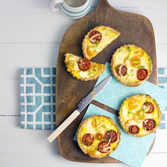 Tomato Corn and Two Cheese Tart