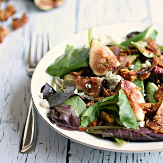 Fig Salad w/Bacon & Honeyed Walnuts