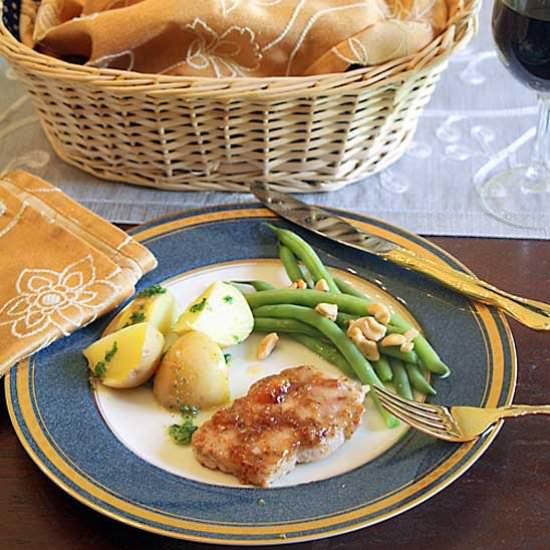 Peach Mustard Glazed Pork Chops
