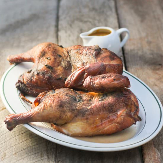 Smoked Chicken with Peach BBQ Sauce