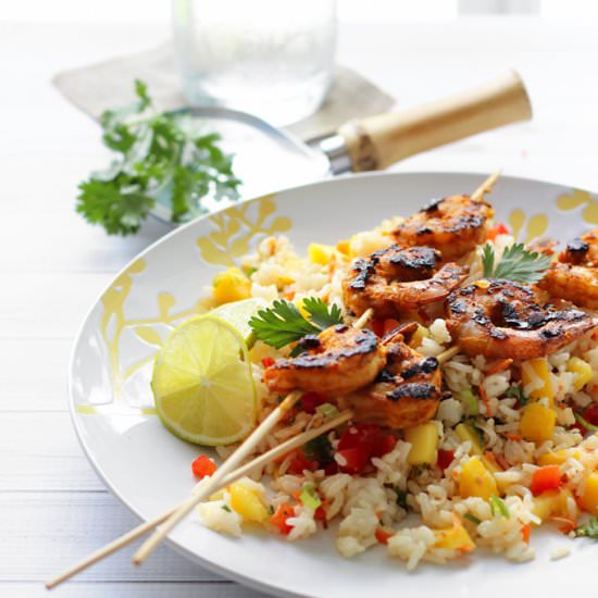 Mango Salad & Grilled Curry Shrimp