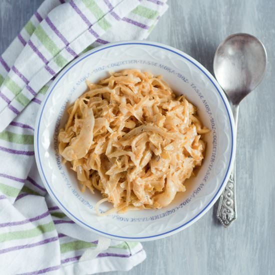Leek and Cabbage with Coconut Milk