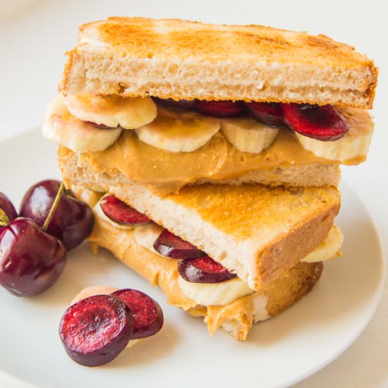 Cherry Banana Peanut Butter Toastie