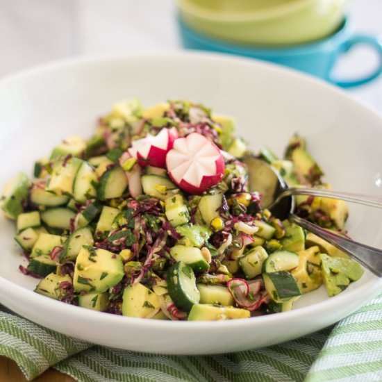 AVOCADO CUCUMBER & PISTACHIO SALAD