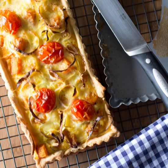 Pumpkin and leek tart