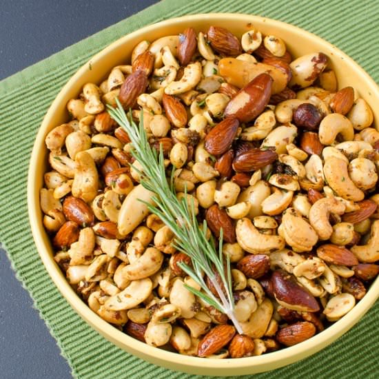 Smoked Nuts with Rosemary Butter