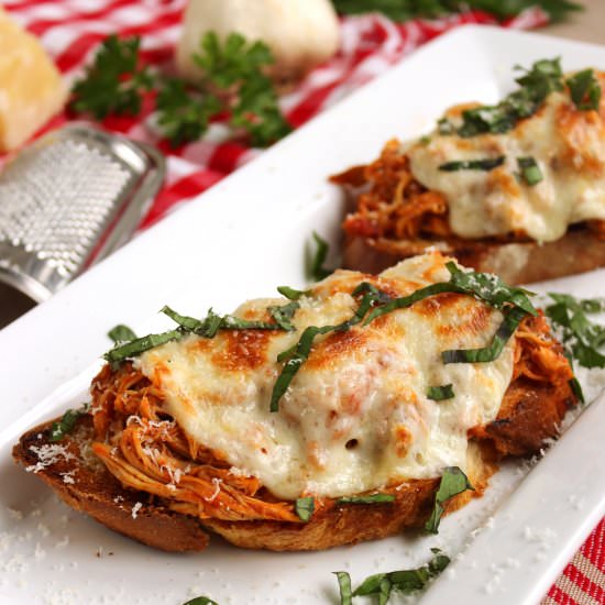 Open Faced Pull Chicken Parmesan