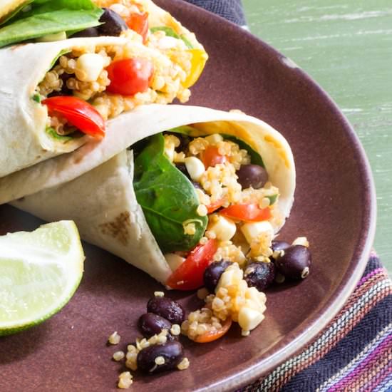 Vegan Spicy Quinoa-Black Bean Wraps