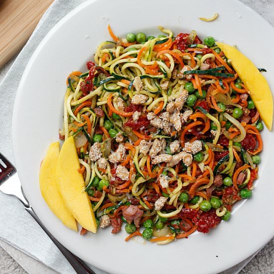 Pancetta & Pea Zucchini Noodles