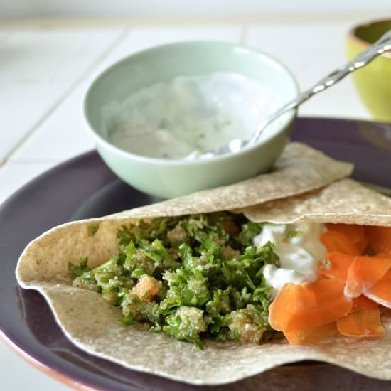 Amaranth Tabbouleh Stuffed Wraps