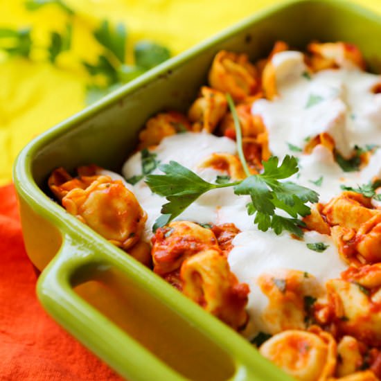 Easy Cheesy Tortellini Bake