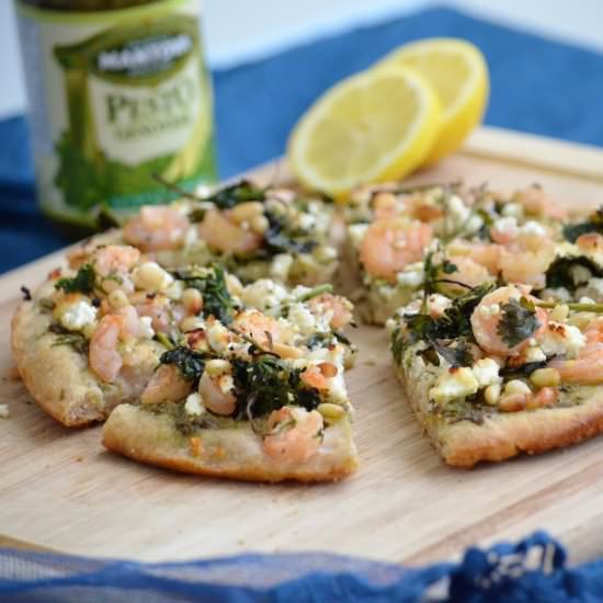 Shrimp Pesto Pizza with Feta Cheese