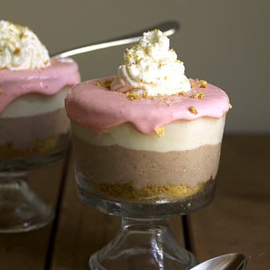 Neapolitan No Bake Cheesecake