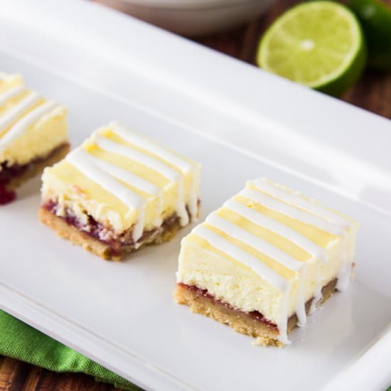 Strawberry Lime Cheesecake Bars