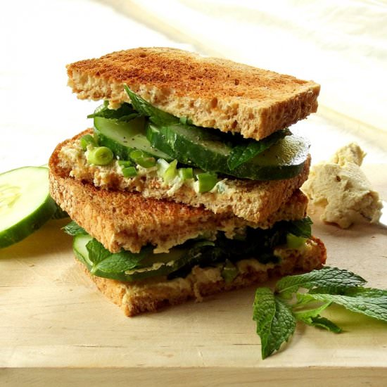 Cream Cheese Cucumber Mint Sandwich