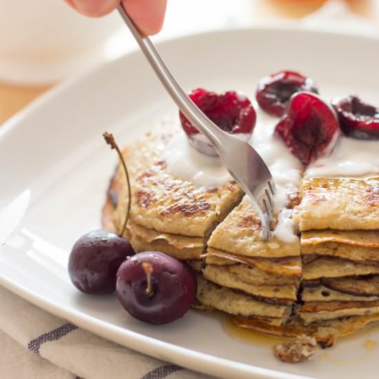 Banana Egg Pancakes With Cherries