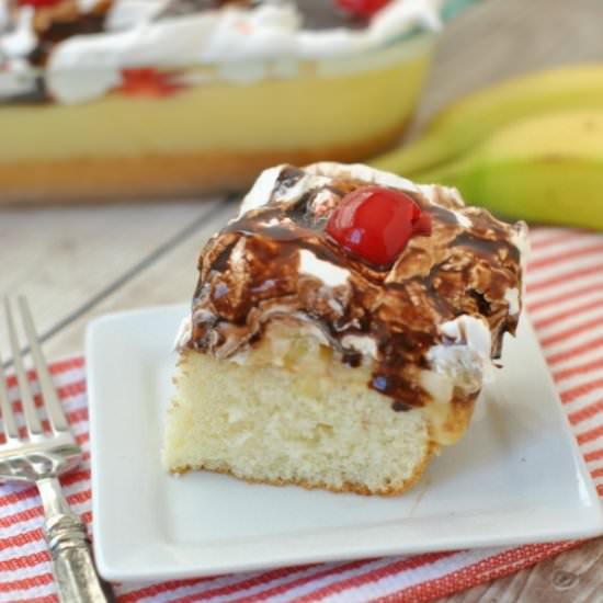 Banana Split Poke Cake