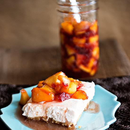 Peaches & Cream No Bake Cheesecake