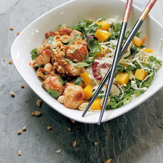 Peanut Chicken with Mango Coleslaw