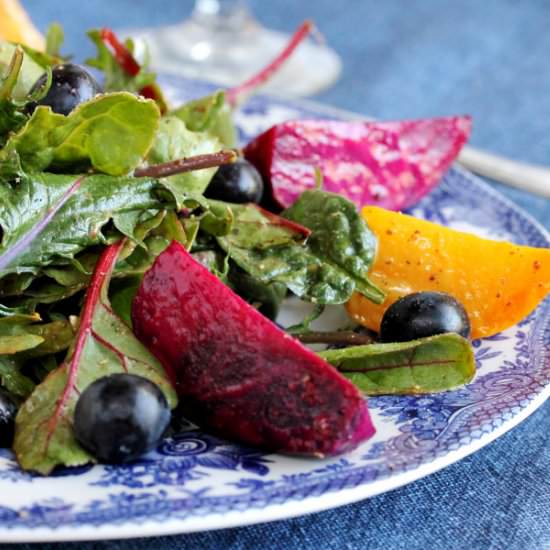 Roasted Beet Salad with Blueberries