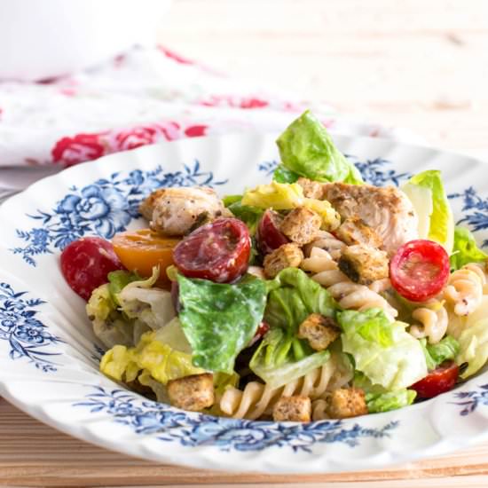 Lighter Chicken Caesar Pasta Salad