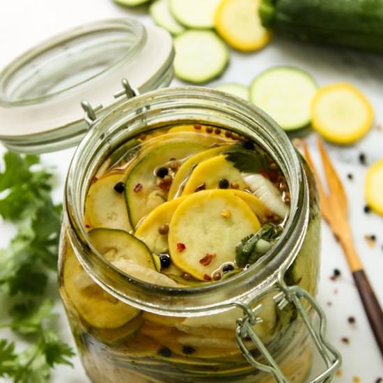 Spicy Squash Refrigerator Pickles
