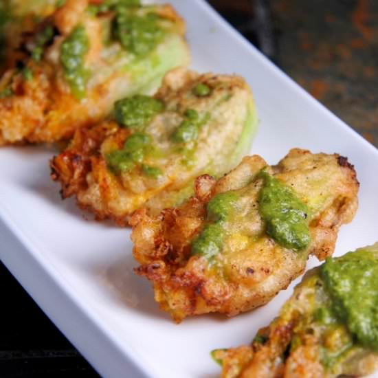 Squash Blossoms with Chimichurri