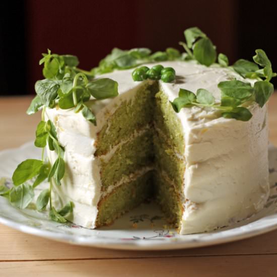 Pea and Vanilla Cake w/ Lemon Icing