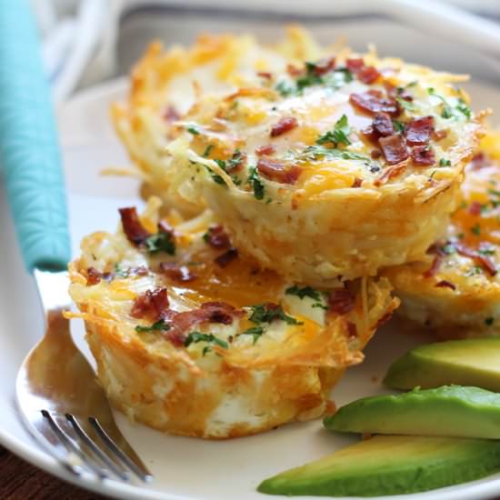 Hash Brown Egg Nests with Avocado