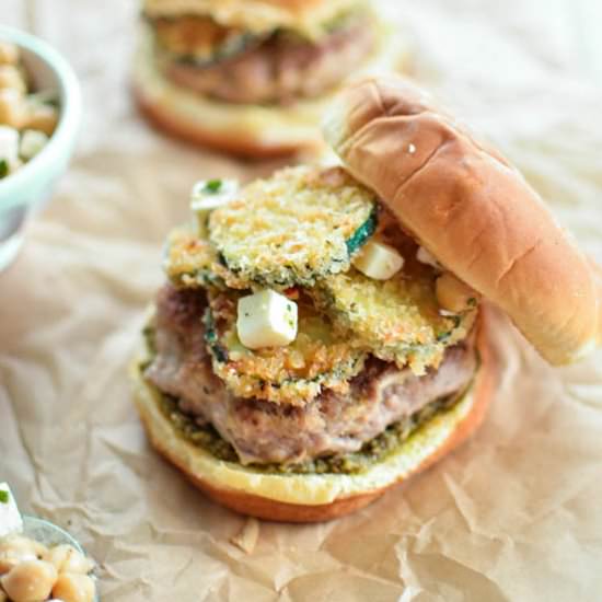 Turkey Burgers with Fried Zucchini