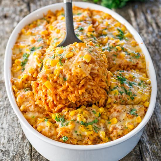 Chicken Enchilada Rice Casserole
